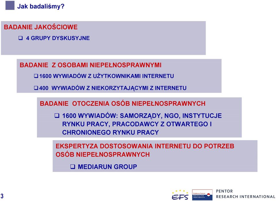 UŻYTKOWNIKAMI INTERNETU 400 WYWIADÓW Z NIEKORZYTAJĄCYMI Z INTERNETU BADANIE OTOCZENIA OSÓB