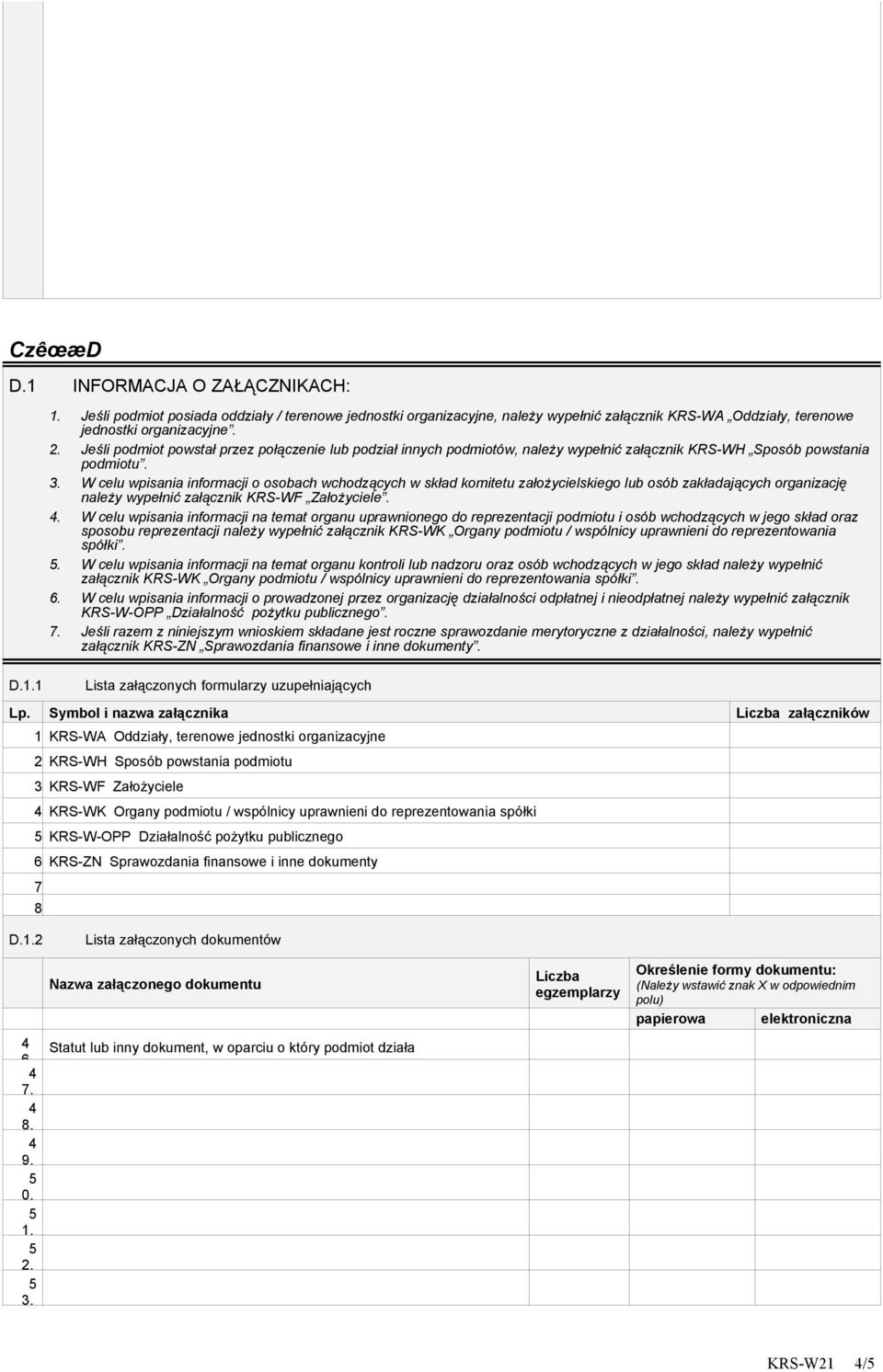 założycielskiego lub osób zakładających organizację należy wypełnić załącznik KRS-WF Założyciele W celu wpisania informacji na temat organu uprawnionego do reprezentacji podmiotu i osób wchodzących w