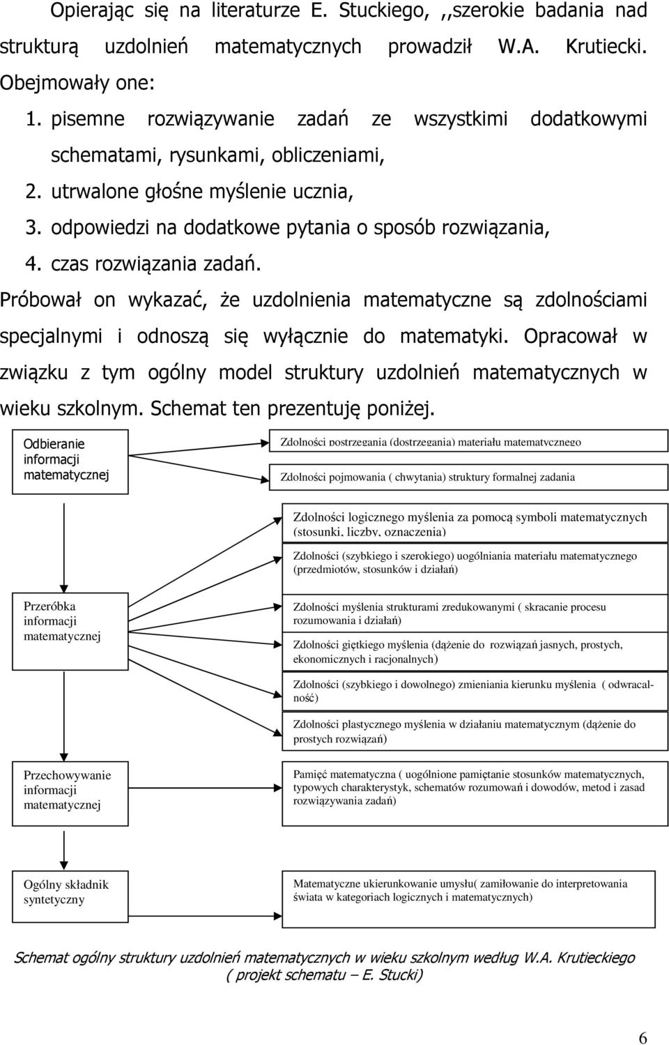 czas rozwiązania zadań. Próbował on wykazać, że uzdolnienia matematyczne są zdolnościami specjalnymi i odnoszą się wyłącznie do matematyki.