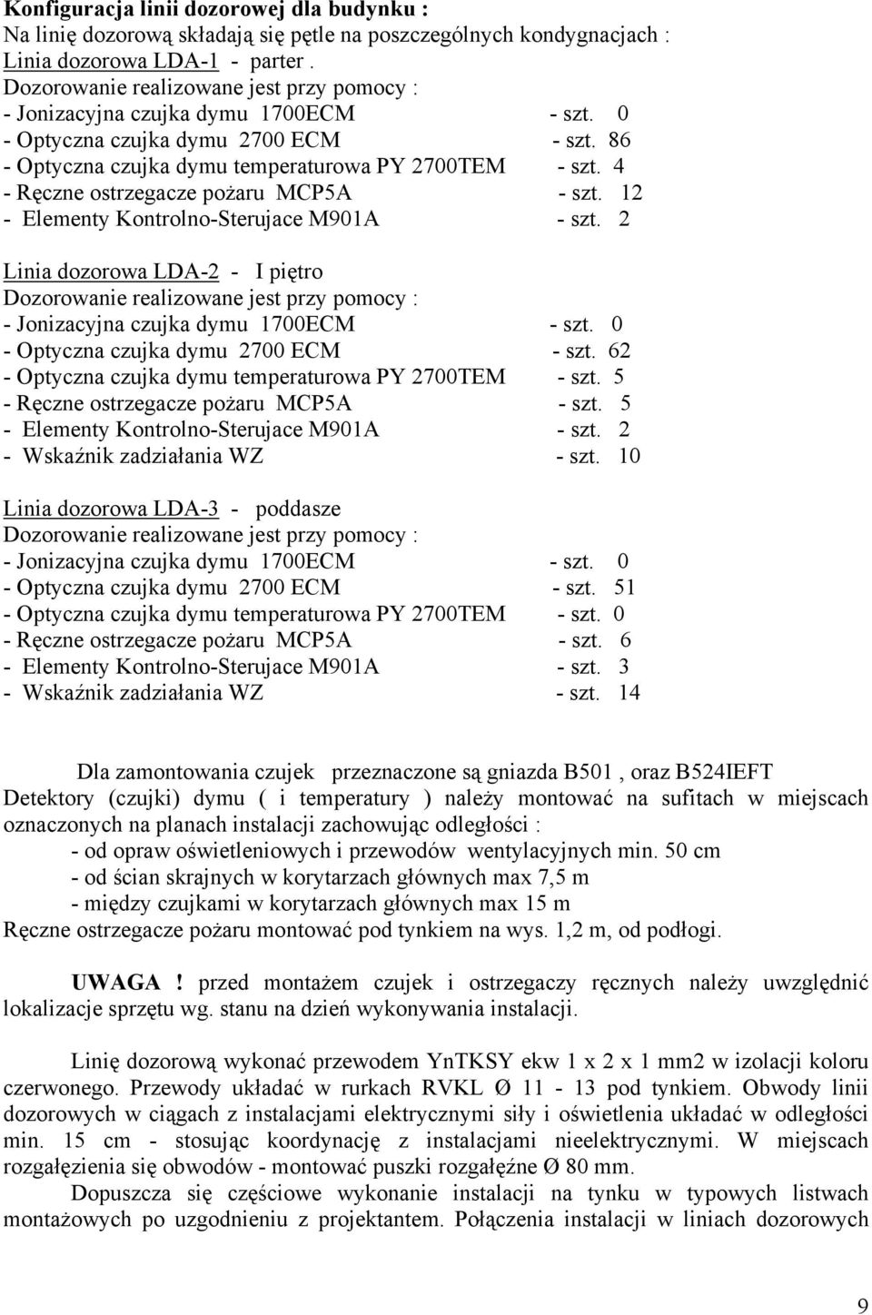 4 - Ręczne ostrzegacze pożaru MCP5A - szt. 12 - Elementy Kontrolno-Sterujace M901A - szt.