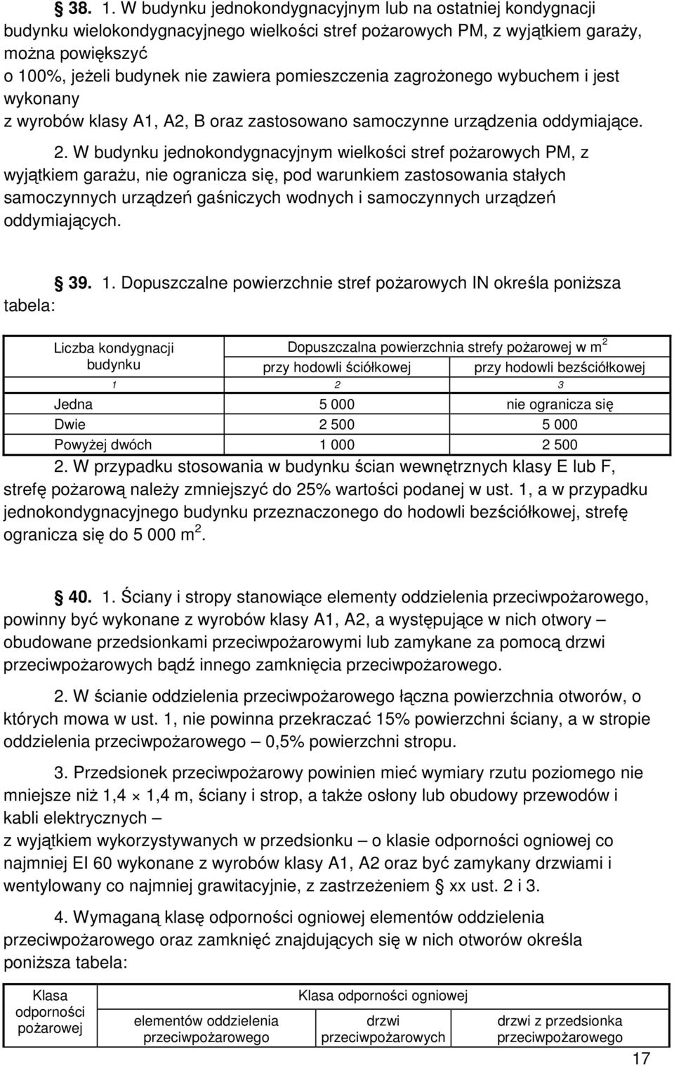 pomieszczenia zagrożonego wybuchem i jest wykonany z wyrobów klasy A1, A2, B oraz zastosowano samoczynne urządzenia oddymiające. 2.