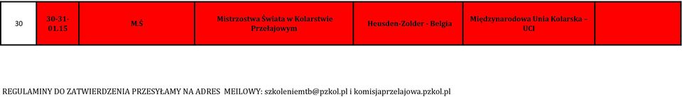 Belgia Międzynarodowa Unia Kolarska UCI REGULAMINY DO