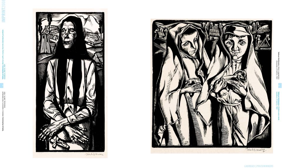 portfolio woodcut, 28x14, 1931 Tadeusz Kulisiewicz, Dzieci z jagni ciem