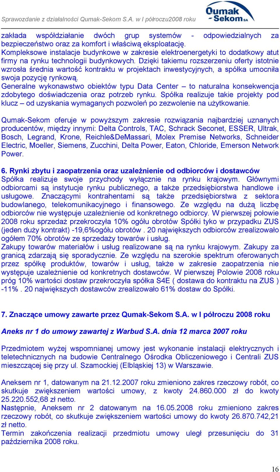 Dzięki takiemu rozszerzeniu oferty istotnie wzrosła średnia wartość kontraktu w projektach inwestycyjnych, a spółka umocniła swoja pozycję rynkową.