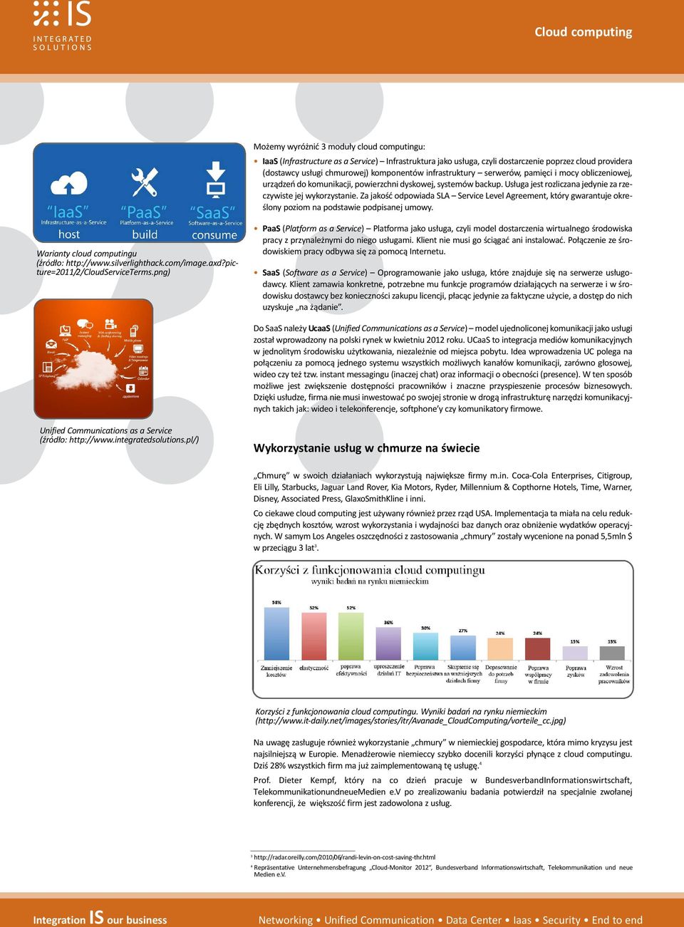 Za jakość odpowiada SLA Service Level Agreement, który gwarantuje określony poziom na podstawie podpisanej umowy. Warianty cloud computingu (źródło: http://www.silverlighthack.com/image.axd?