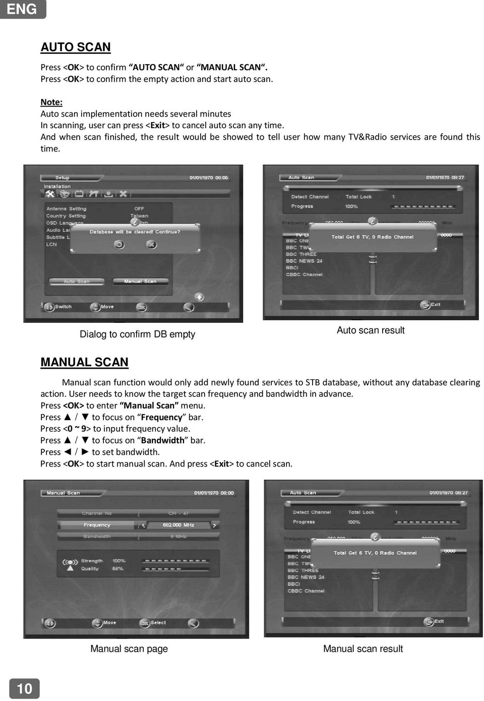 And when scan finished, the result would be showed to tell user how many TV&Radio services are found this time.