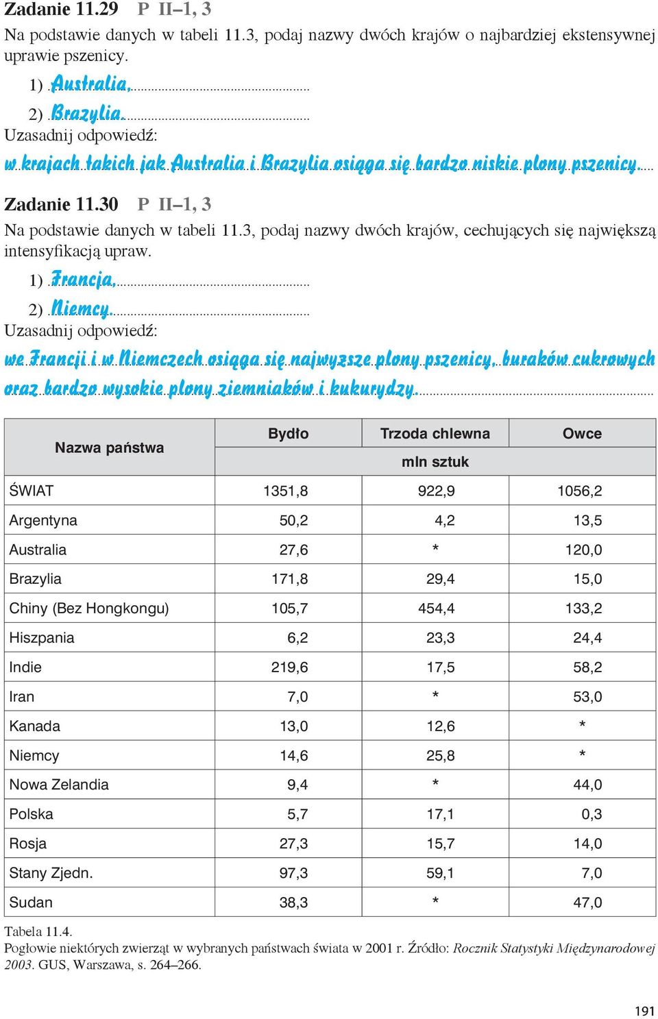 3, podaj nazwy dwóch krajów, cechujących się największą intensyfikacją upraw. Francja, Niemcy. 1)... 2).