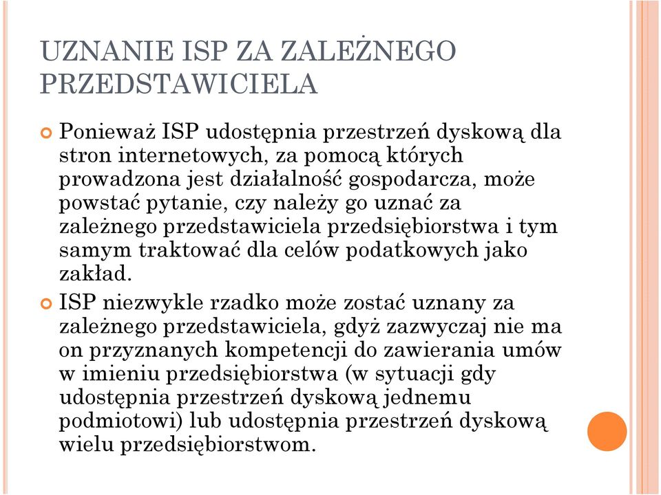 podatkowych jako zakład.