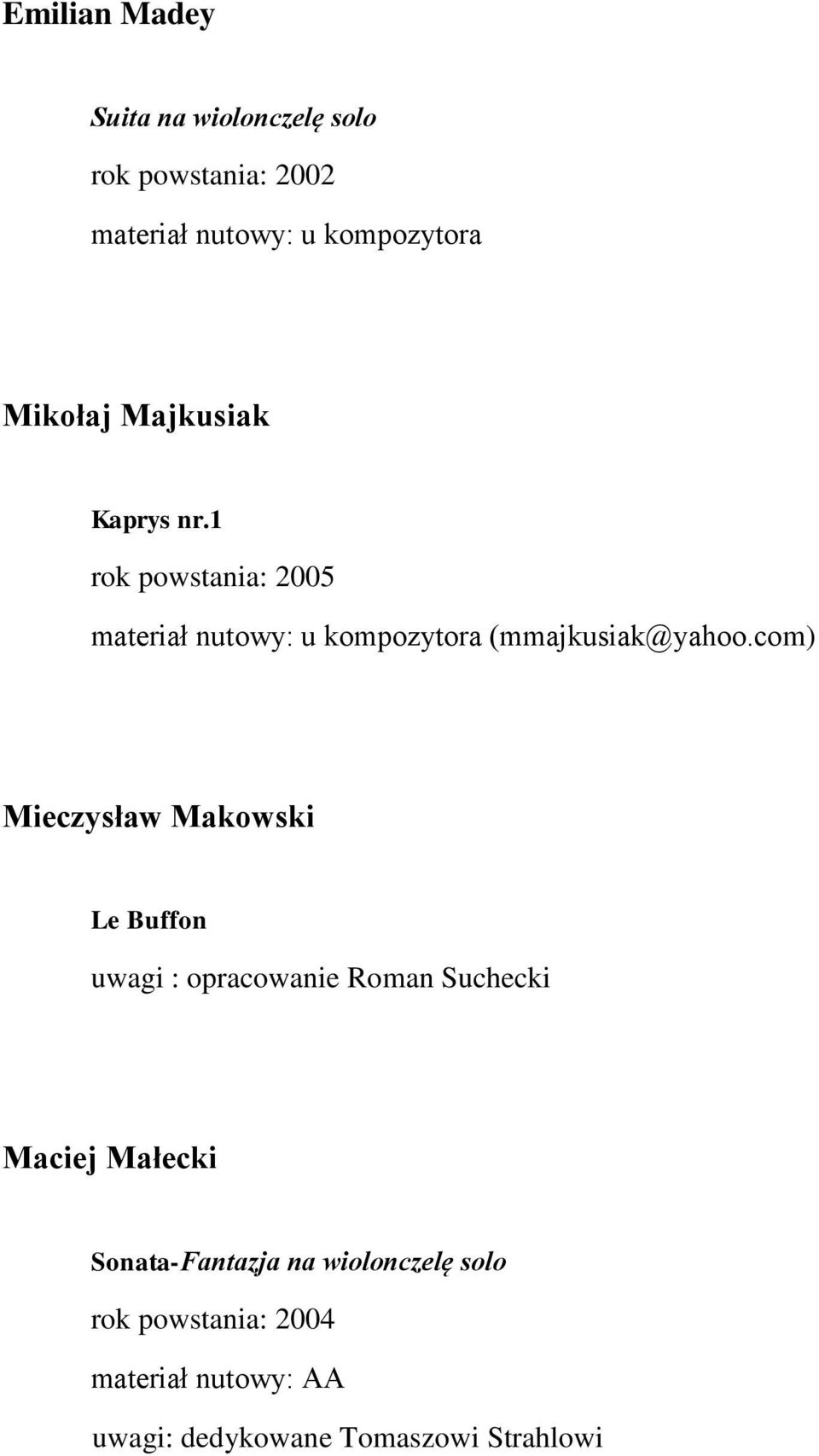 com) Mieczysław Makowski Le Buffon uwagi : opracowanie Roman Suchecki Maciej