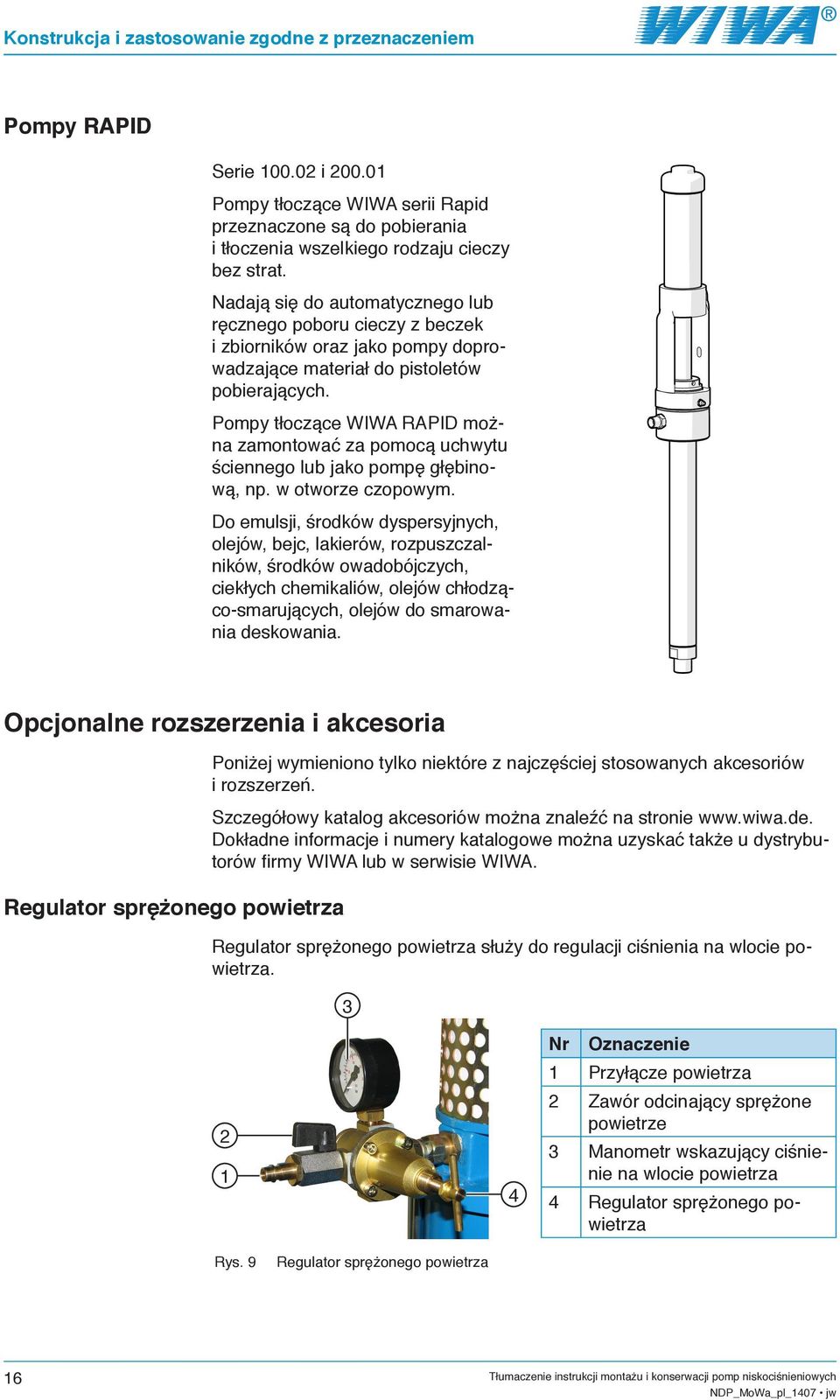 Pompy tłoczące WIWA RAPID można zamontować za pomocą uchwytu ściennego lub jako pompę głębinową, np. w otworze czopowym.