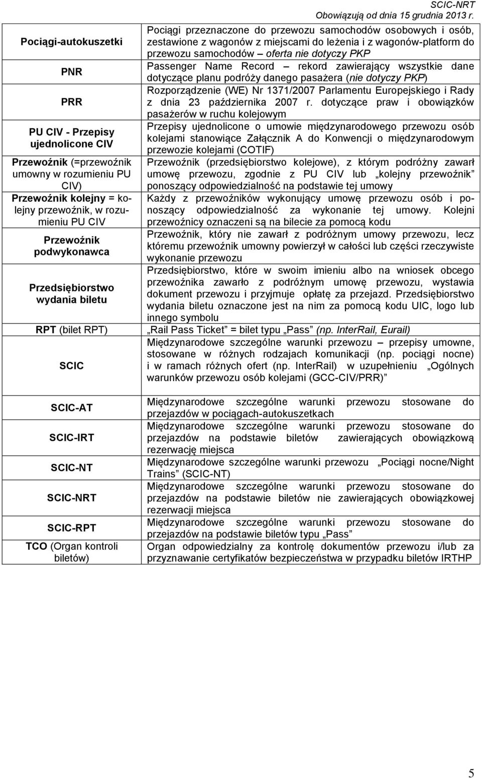 osobowych i osób, zestawione z wagonów z miejscami do leżenia i z wagonów-platform do przewozu samochodów oferta nie dotyczy PKP Passenger Name Record rekord zawierający wszystkie dane dotyczące