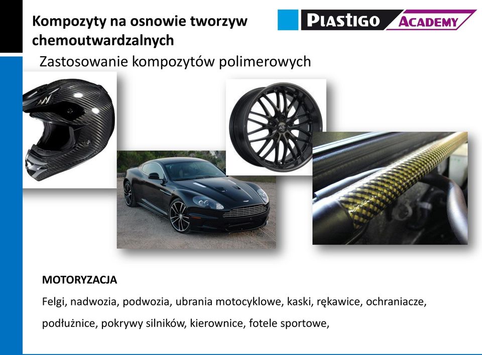 podwozia, ubrania motocyklowe, kaski, rękawice,