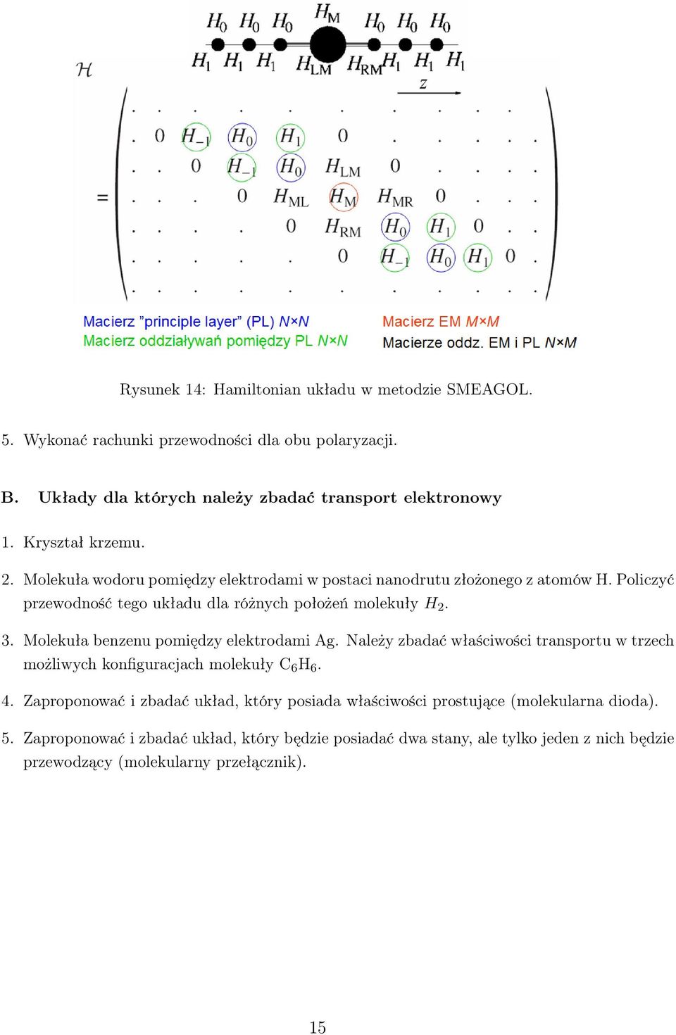 Molekuła benzenu pomiędzy elektrodami Ag. Należy zbadać właściwości transportu w trzech możliwych konfiguracjach molekuły C 6 H 6. 4.