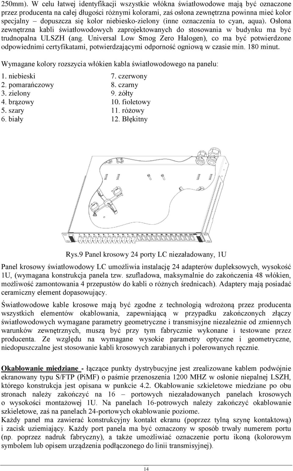 niebiesk-zielny (inne znaczenia t cyan, aqua). Osłna zewnętrzna kabli światłwdwych zaprjektwanych d stswania w budynku ma być trudnpalna ULSZH (ang.