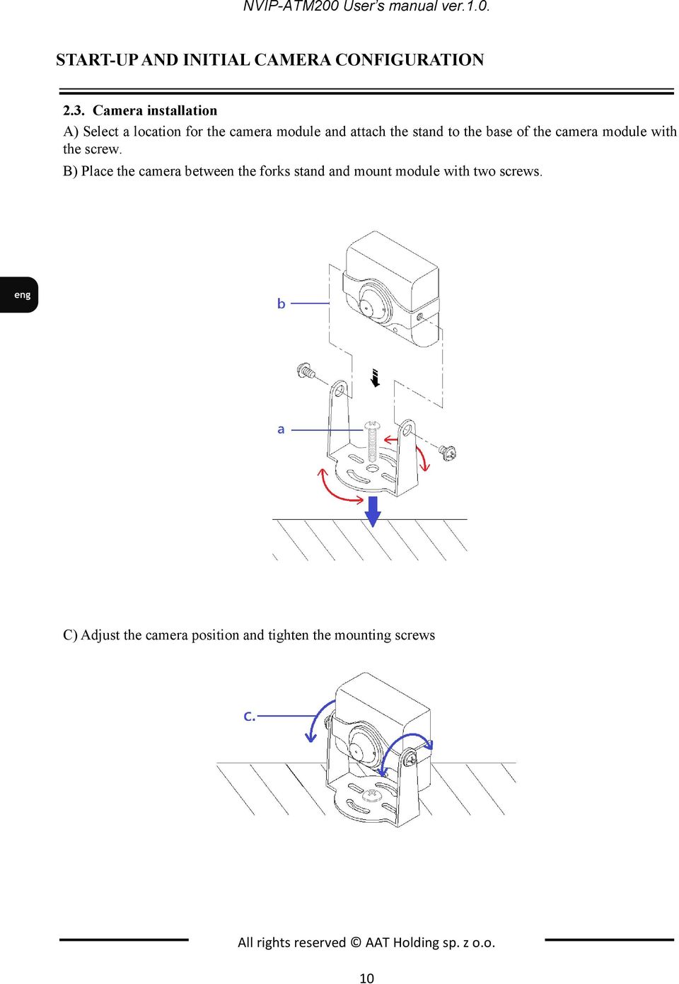 the camera module with the screw.