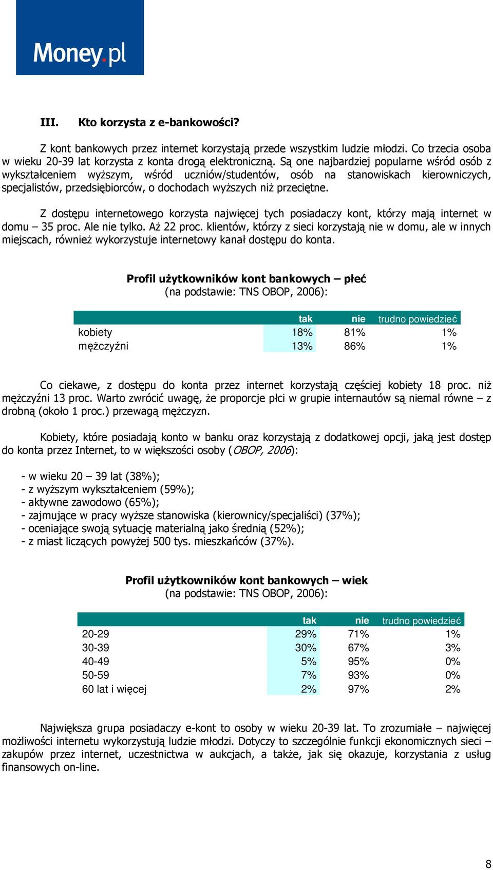 Z dostępu internetowego korzysta najwięcej tych posiadaczy kont, którzy mają internet w domu 35 proc. Ale nie tylko. AŜ 22 proc.