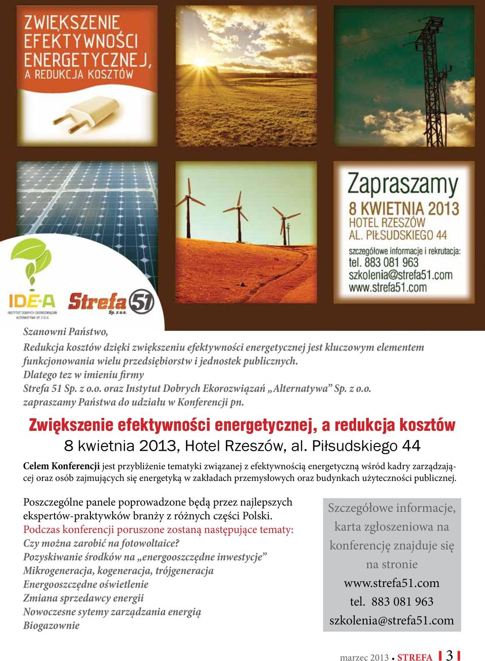Zwiększenie efektywności energetycznej, a redukcja kosztów 8 kwietnia 2013, Hotel Rzeszów, al.