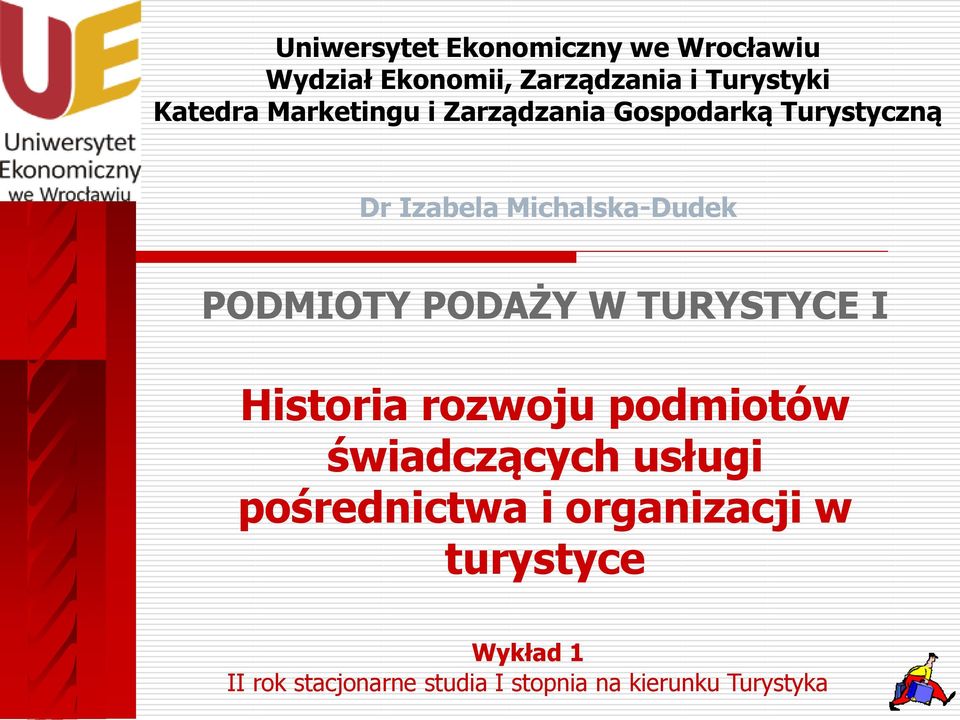 PODMIOTY PODAŻY W TURYSTYCE I Historia rozwoju podmiotów świadczących usługi