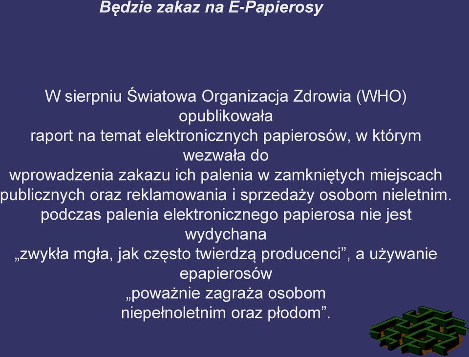 publicznych oraz reklamowania i sprzedaży osobom nieletnim.