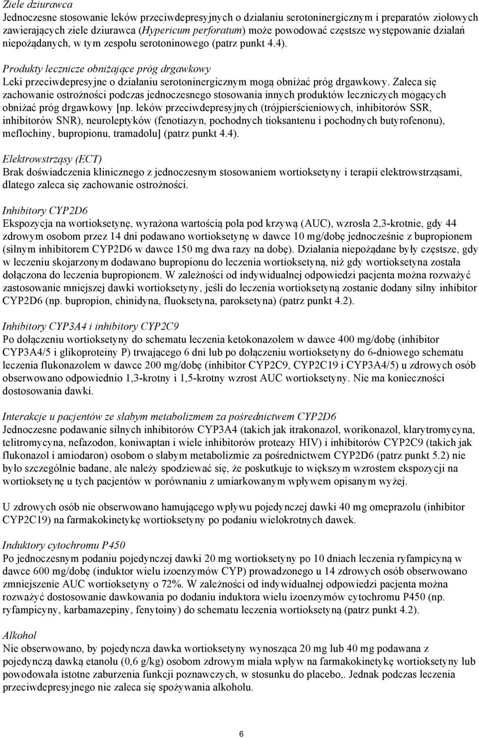 Produkty lecznicze obniżające próg drgawkowy Leki przeciwdepresyjne o działaniu serotoninergicznym mogą obniżać próg drgawkowy.