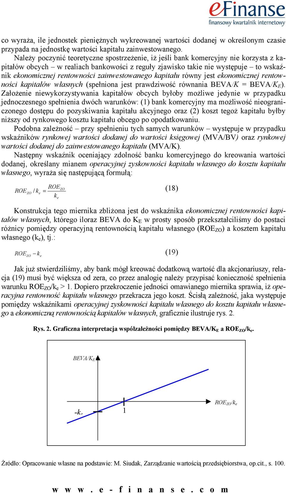 zainwestowanego kapitału równy jest ekonomicznej rentowności kapitałów własnych (spełniona jest prawdziwość równania BVA/K = BVA/K ).