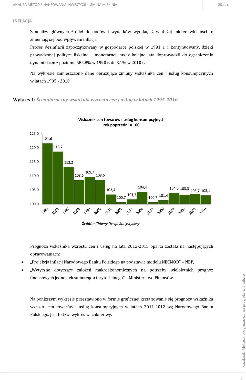 i kontynuowany, dzięki prowadzonej polityce fiskalnej i monetarnej, przez kolejne lata doprowadził do ograniczenia dynamiki cen z poziomu 585,8% w 199 r. do 3,1% w 21 r.