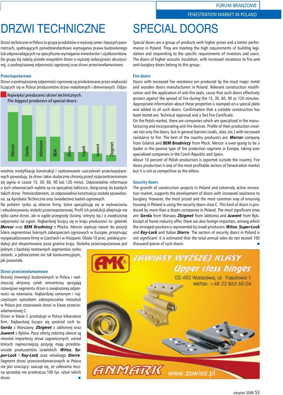 Najwięksi producenci drzwi technicznych. The biggest producers of special doors.