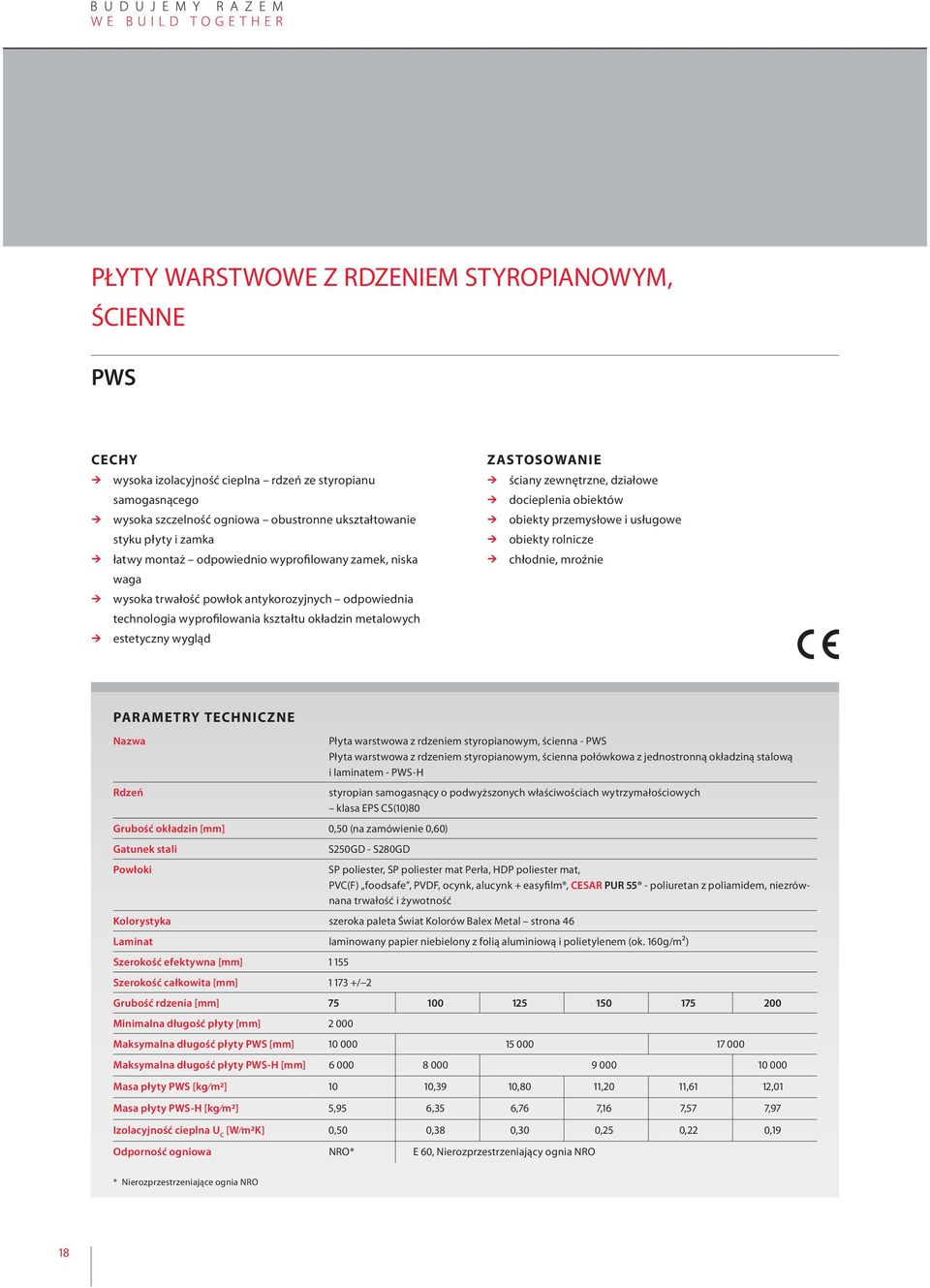 działowe docieplenia obiektów obiekty przemysłowe i usługowe obiekty rolnicze chłodnie, mroźnie Rdzeń Grubość okładzin [mm] 0,50 (na zamówienie 0,60) Gatunek stali Powłoki Płyta warstwowa z rdzeniem