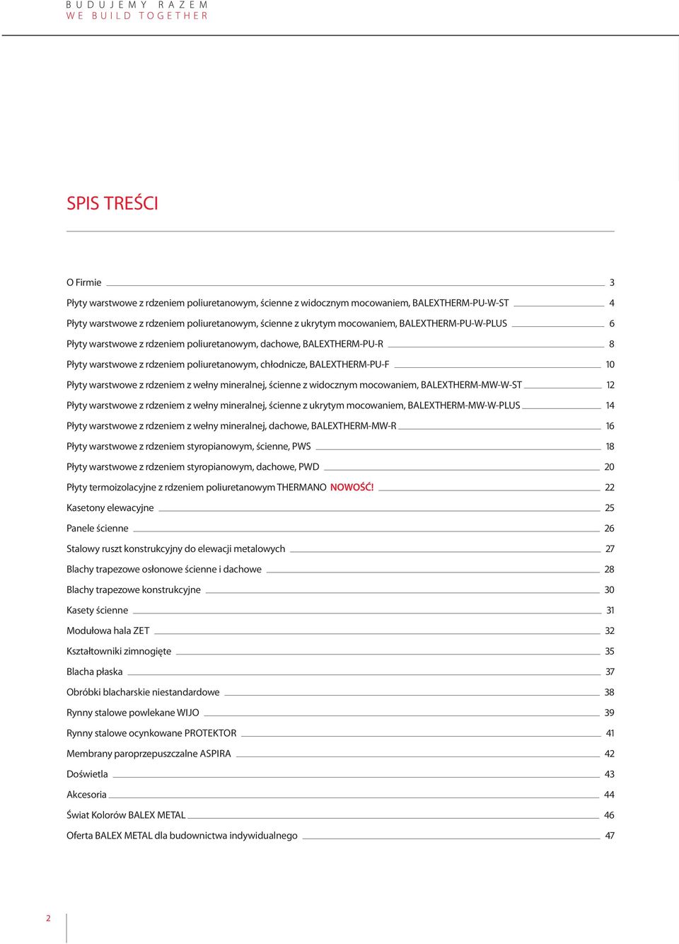 wełny mineralnej, ścienne z widocznym mocowaniem, BALEXTHERM-MW-W-ST 12 Płyty warstwowe z rdzeniem z wełny mineralnej, ścienne z ukrytym mocowaniem, BALEXTHERM-MW-W-PLUS 14 Płyty warstwowe z rdzeniem