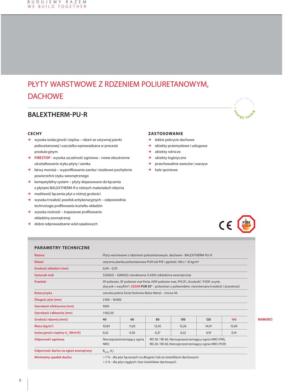 dopasowane do łączenia z płytami BALEXTHERM-R o różnych materiałach rdzenia możliwość łączenia płyt o różnej grubości wysoka trwałość powłok antykorozyjnych odpowiednia technologia profilowania