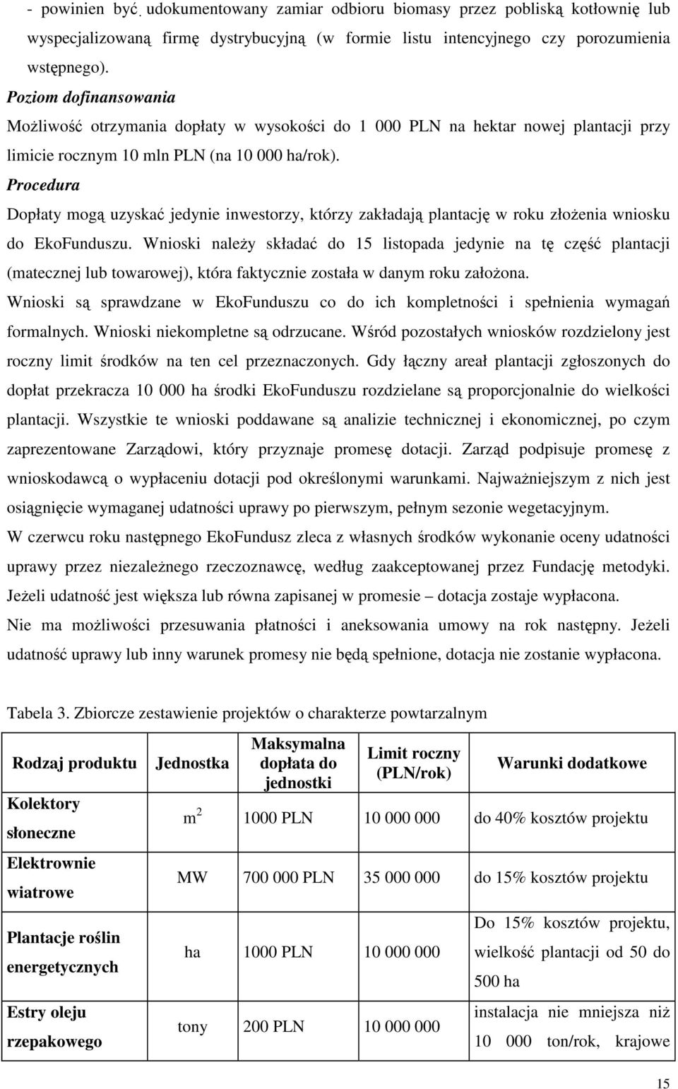 Procedura Dopłaty mogą uzyskać jedynie inwestorzy, którzy zakładają plantację w roku złożenia wniosku do EkoFunduszu.