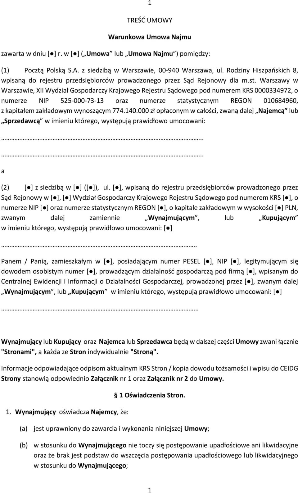 u przedsiębiorców prowadzonego przez Sąd Rejonowy dla m.st.