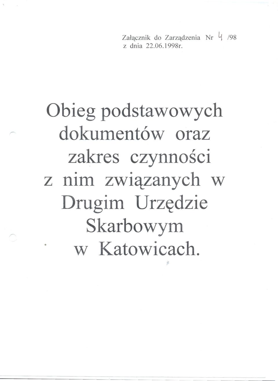 Obieg podstawowych dokumentów oraz