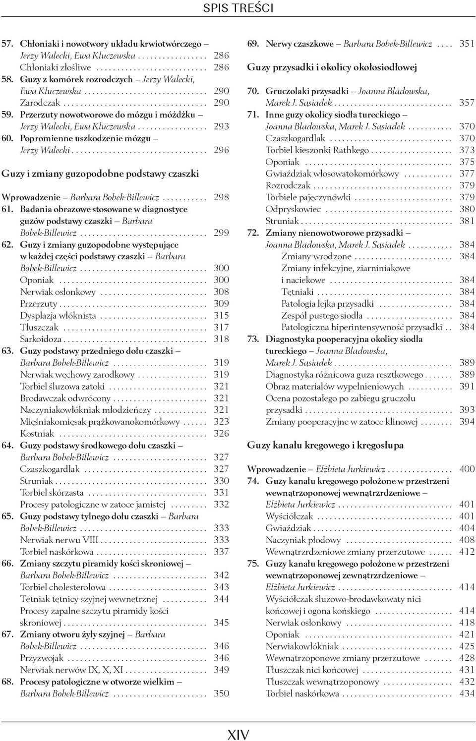 ................................ 296 Guzy i zmiany guzopodobne podstawy czaszki Wprowadzenie Barbara Bobek-Billewicz... 298 61.