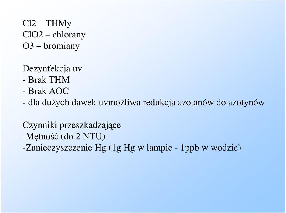 azotanów do azotynów Czynniki przeszkadzajce -Mtno(do 2