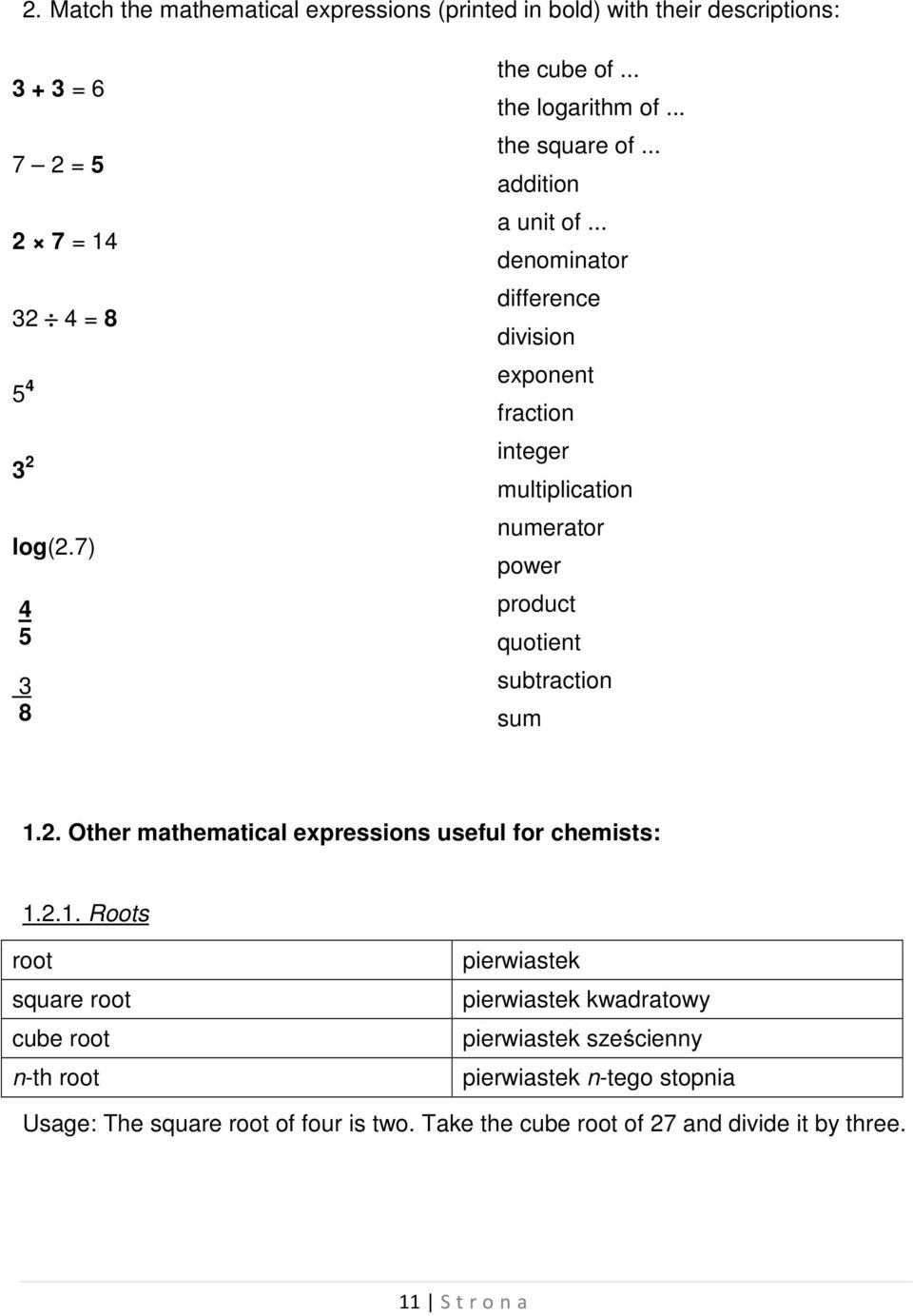 7) 4 5 3 8 multiplication numerator power product quotient subtraction sum 1.