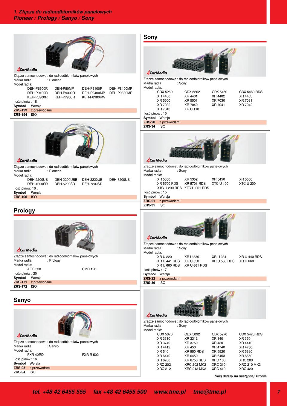 panelowych Marka radia : Sony Model radia: CDX 5260 CDX 5262 CDX 5460 CDX 5460 RDS XR 4400 XR 4401 XR 4402 XR 4403 XR 5500 XR 5501 XR 7030 XR 7031 XR 7032 XR 7040 XR 7041 XR 7042 XR 7043 XR U 110