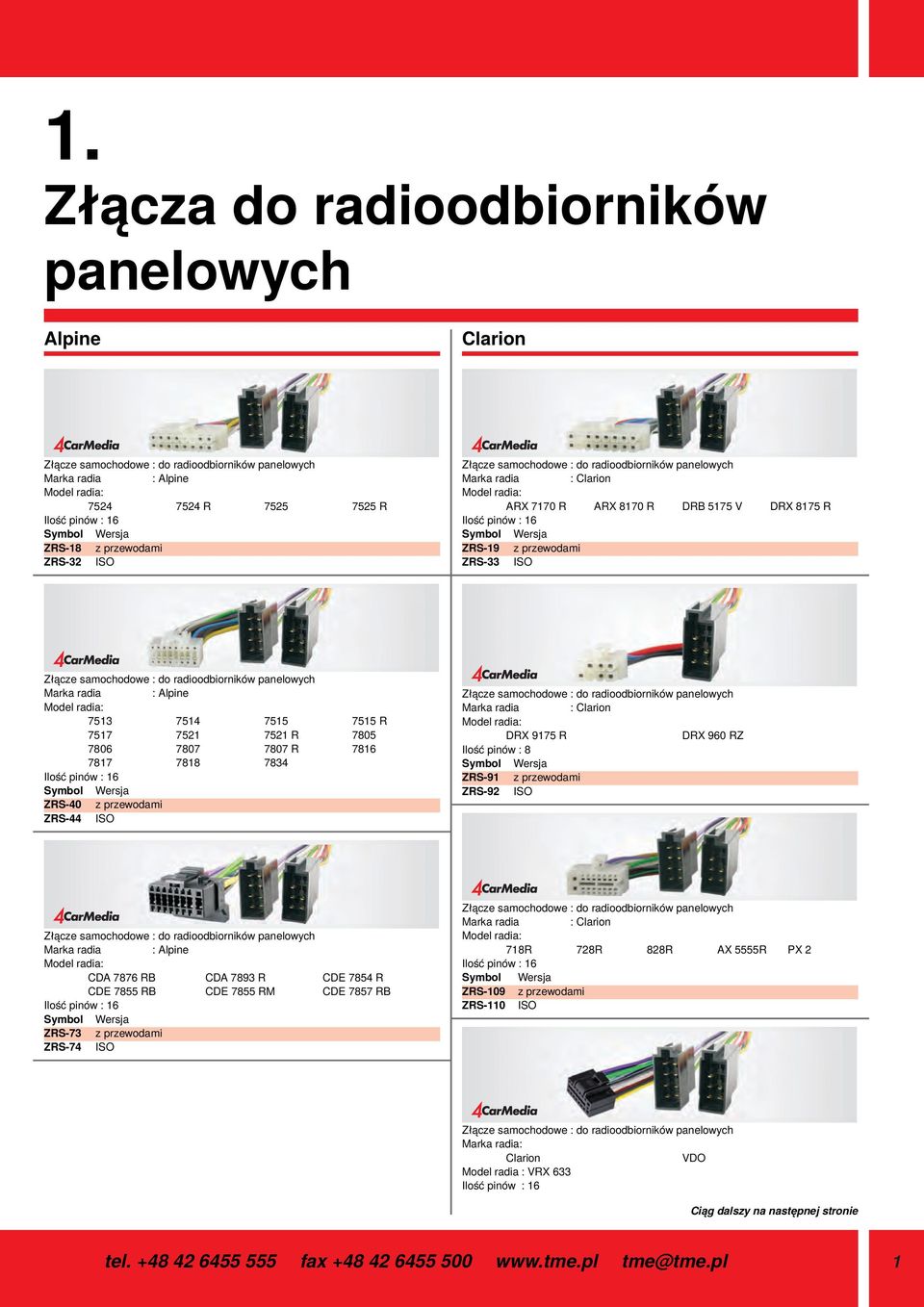 ZRS-33 ISO Złącze samochodowe : do radioodbiorników panelowych Marka radia : Alpine Model radia: 7513 7514 7515 7515 R 7517 7521 7521 R 7805 7806 7807 7807 R 7816 7817 7818 7834 Ilość pinów : 16