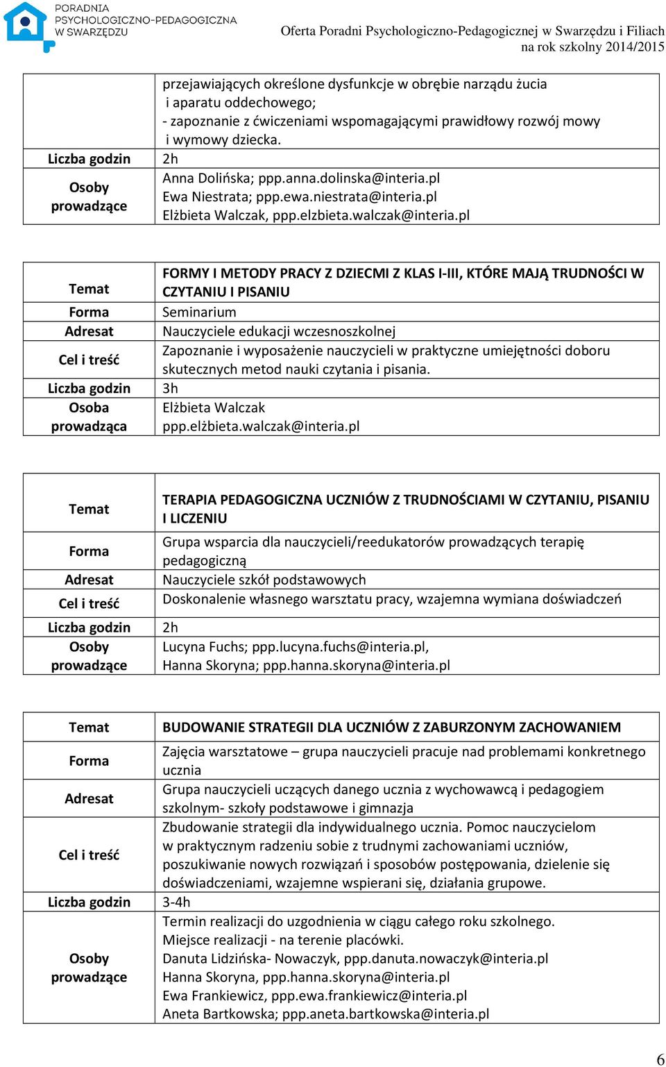 pl FORMY I METODY PRACY Z DZIECMI Z KLAS I-III, KTÓRE MAJĄ TRUDNOŚCI W CZYTANIU I PISANIU Seminarium Nauczyciele edukacji wczesnoszkolnej Zapoznanie i wyposażenie nauczycieli w praktyczne