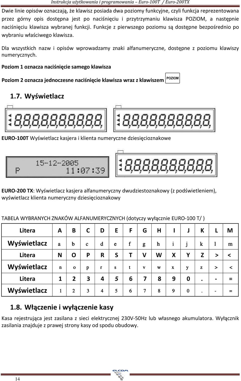 Dla wszystkich nazw i opisów wprowadzamy znaki alfanumeryczne, dostępne z poziomu klawiszy numerycznych.