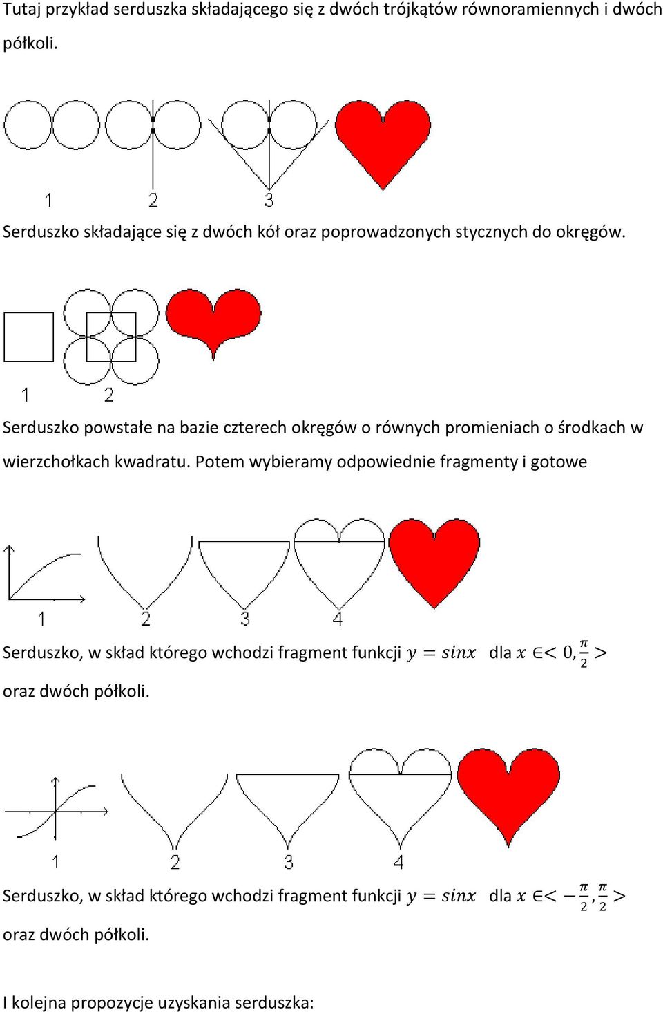 Serduszko powstałe na bazie czterech okręgów o równych promieniach o środkach w wierzchołkach kwadratu.