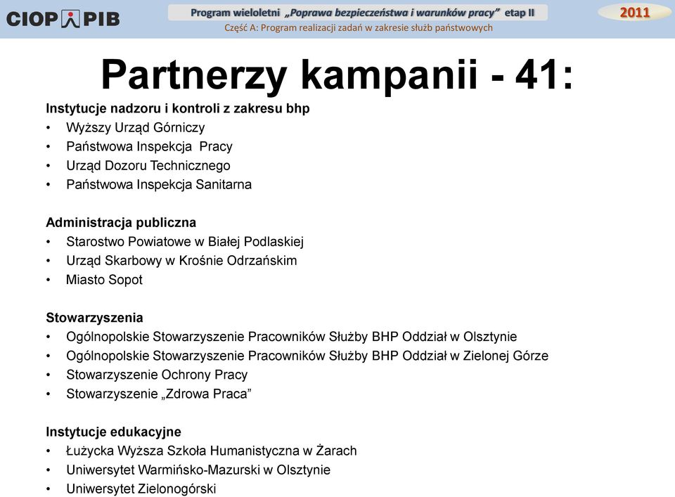 Ogólnopolskie Stowarzyszenie Pracowników Służby BHP Oddział w Olsztynie Ogólnopolskie Stowarzyszenie Pracowników Służby BHP Oddział w Zielonej Górze