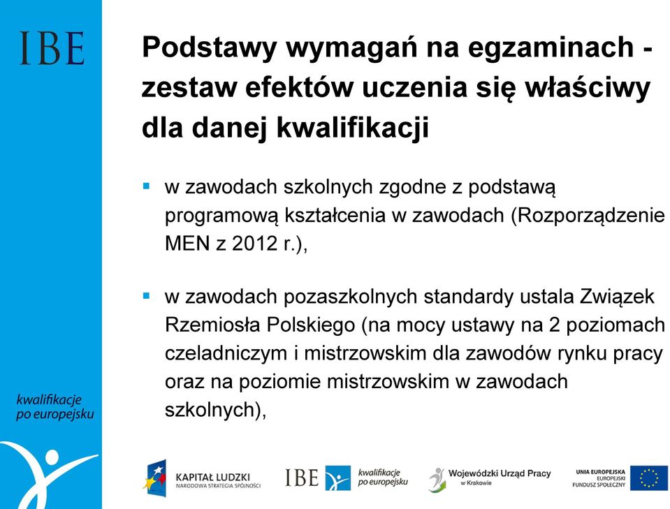 ), w zawodach pozaszkolnych standardy ustala Związek Rzemiosła Polskiego (na mocy ustawy na 2