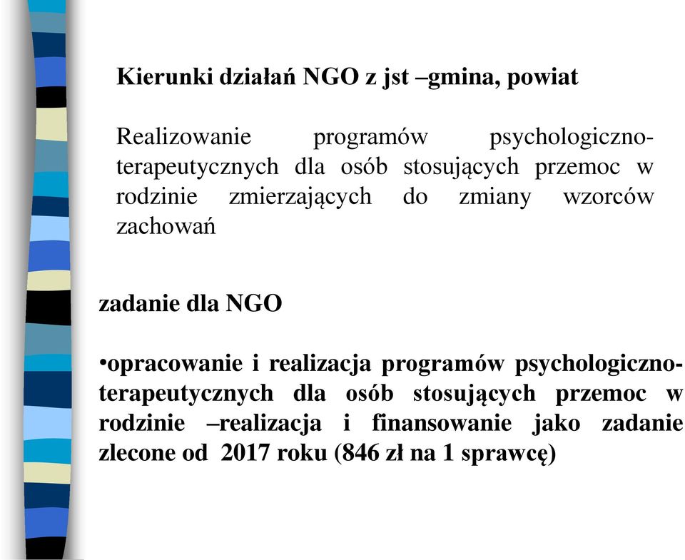 NGO opracowanie i realizacja programów psychologicznoterapeutycznych dla osób stosujących