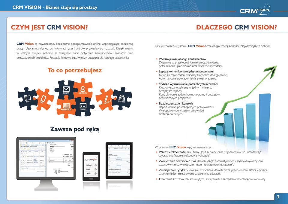 To co potrzebujesz Dzięki wdrożeniu systemu CRM Vision firma osiąga szereg korzyści.