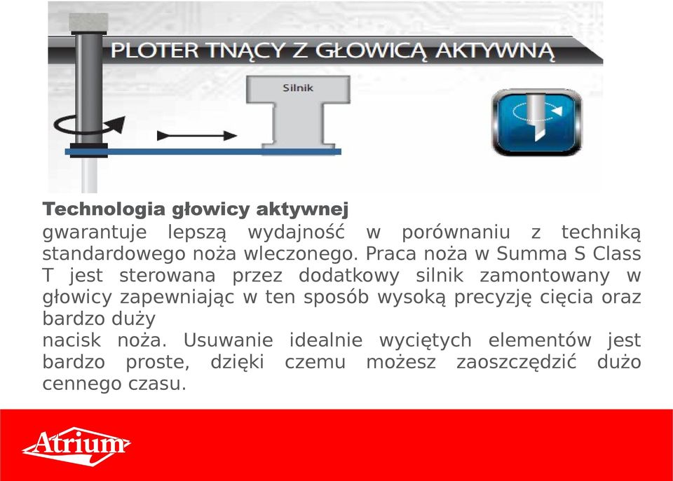 Praca noża w Summa S Class T jest sterowana przez dodatkowy silnik zamontowany w głowicy