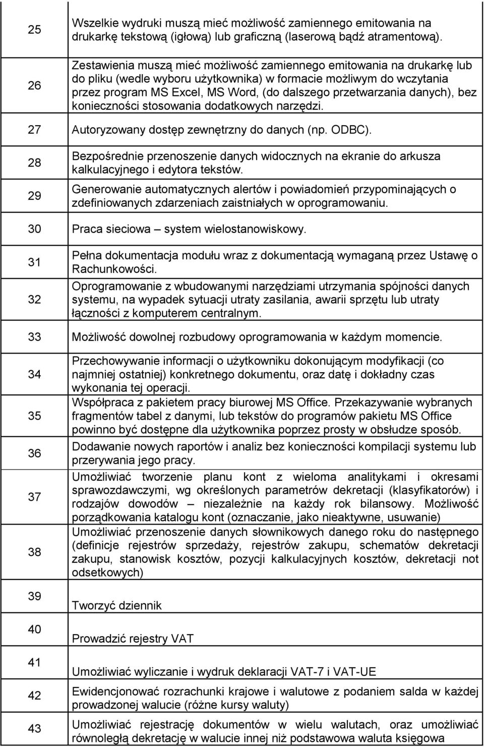 danych), bez konieczności stosowania dodatkowych narzędzi. 27 Autoryzowany dostęp zewnętrzny do danych (np. ODBC).