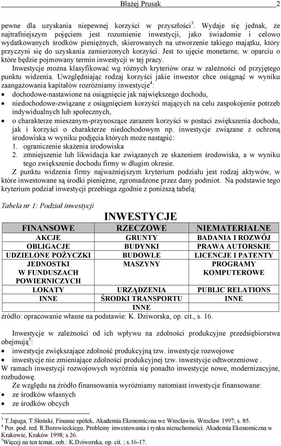 zamierzoych korzyści. Jest to ujęcie moetare, w oparciu o które będzie pojmoway termi iwestycji w tej pracy.