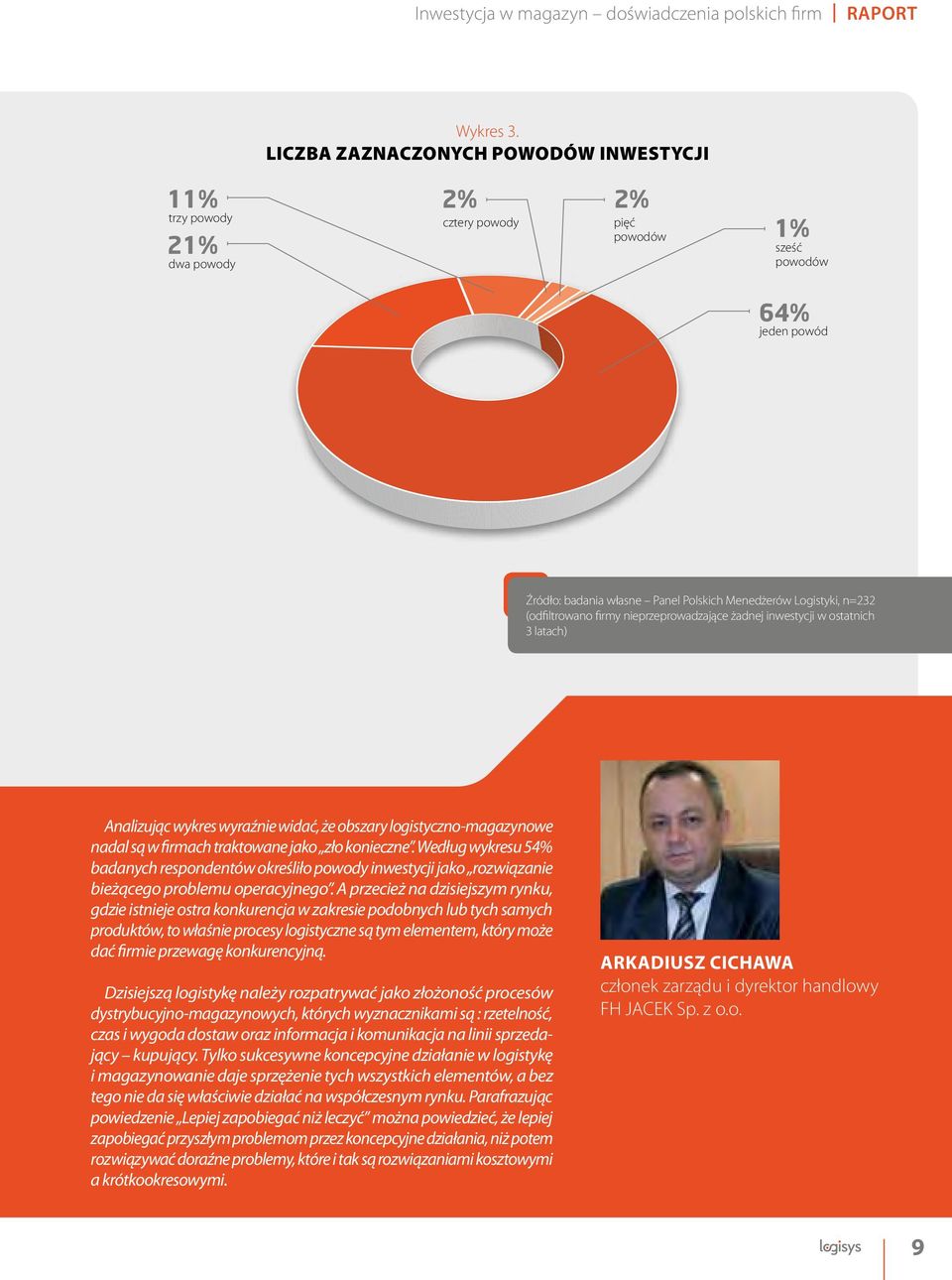 n=232 (odfiltrowano firmy nieprzeprowadzające żadnej inwestycji w ostatnich 3 latach) Analizując wykres wyraźnie widać, że obszary logistyczno-magazynowe nadal są w firmach traktowane jako zło