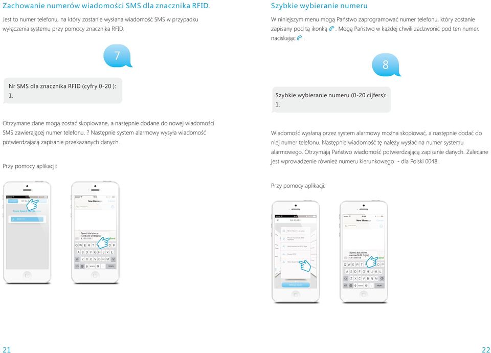 8 Nr SMS dla znacznika RFID (cyfry 0-20 ): 1. Szybkie wybieranie numeru (0-20 cijfers): 1.